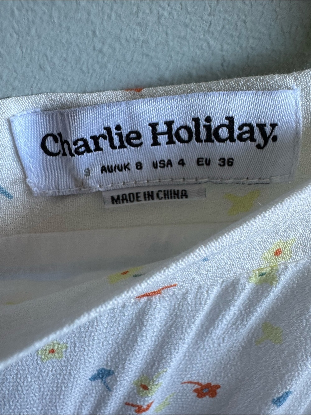 Charlie Holiday Floral A-Line Slip Midi Skirt White Orange Blue Sz 4 - Picture 2 of 3